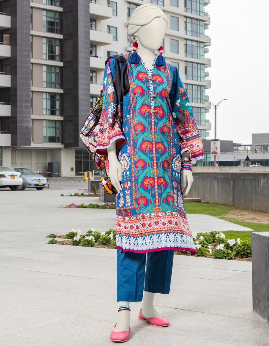 Blue Lawn Women's Kurti | Jjlk-S-Jss-24-384