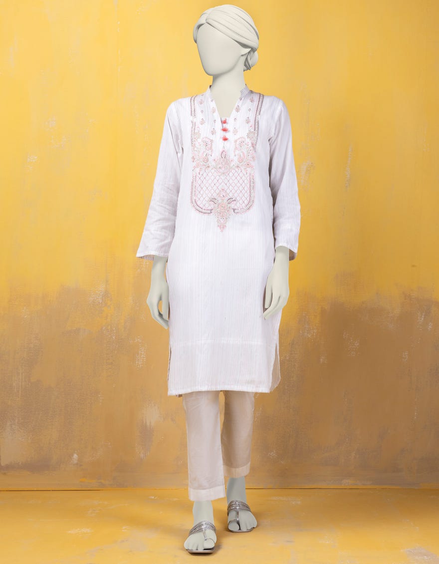 White Khaddi Women's Kurti | Jjlk-S-Jss-24-385
