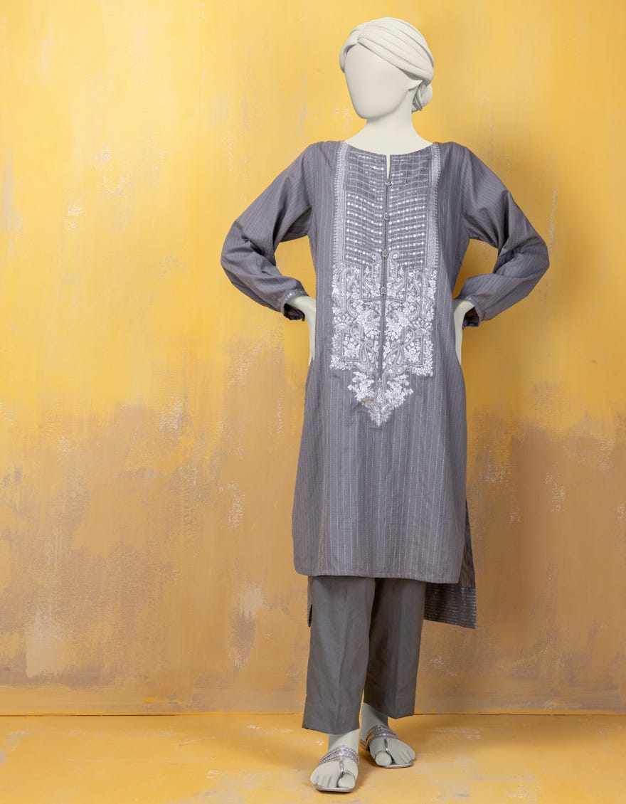 Grey Khaddi Women's Kurti | Jjlk-S-Jss-24-389