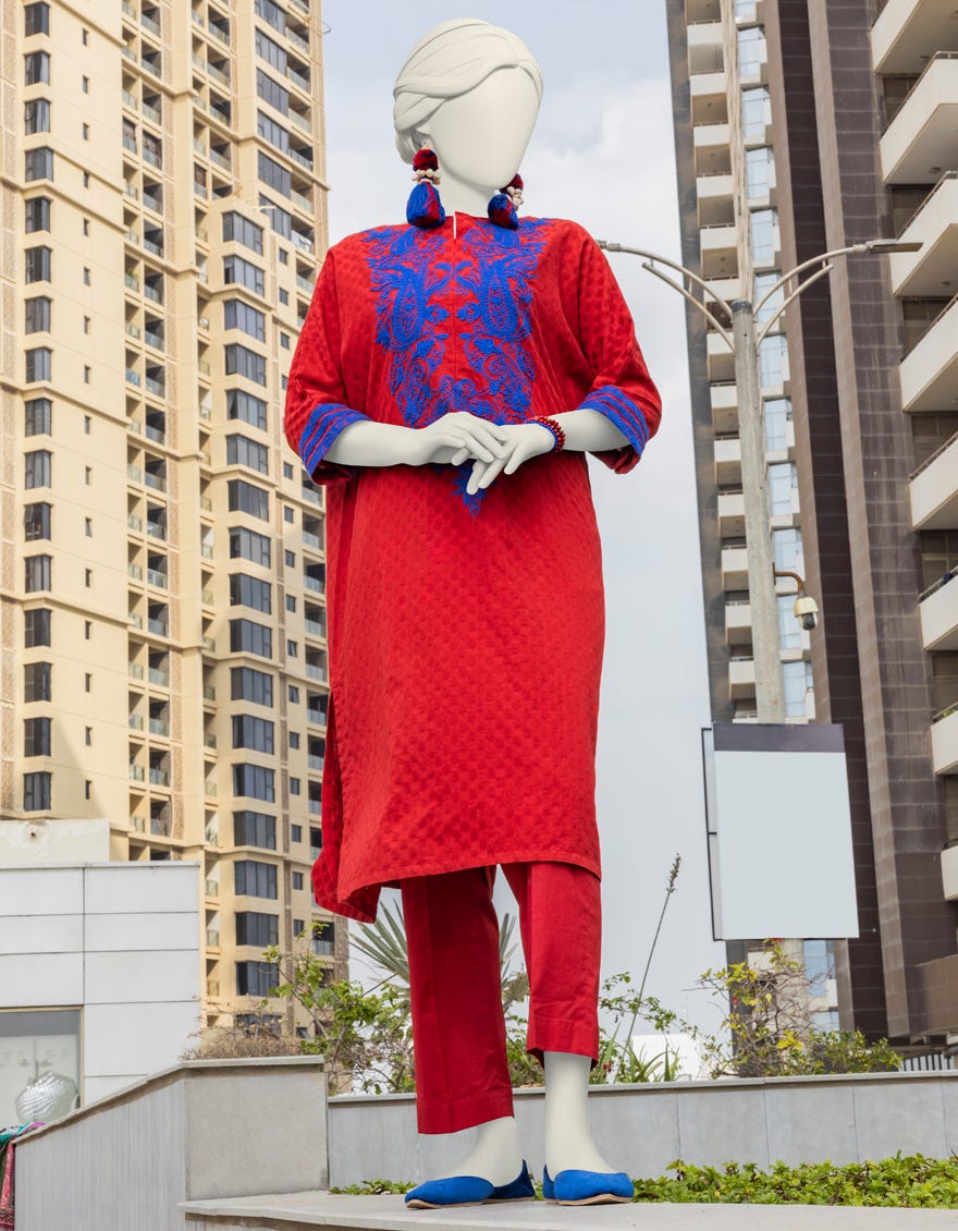 Red Textured Women's Kurti | Jjlk-S-Jss-24-418
