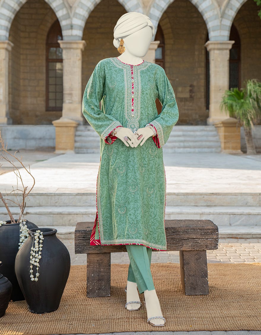Green Khaddi Silk Women's Kurti | Jjlk-S-Jss-24-425