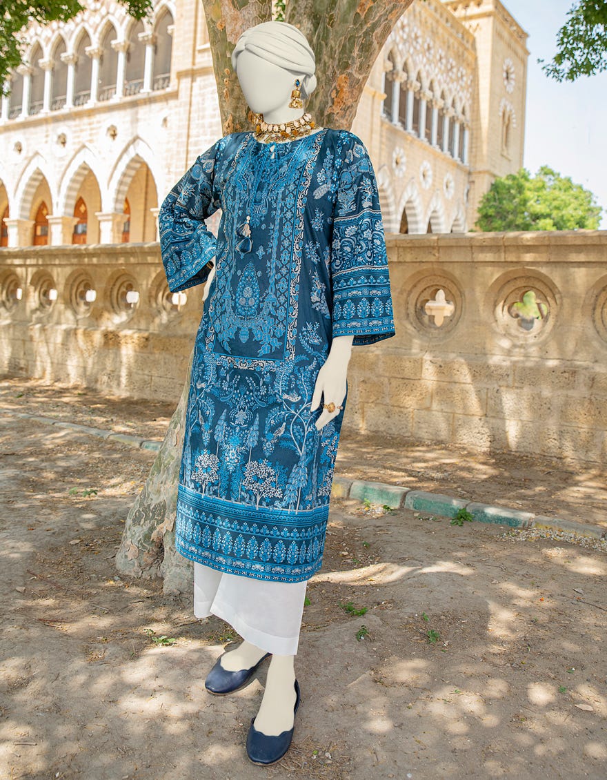 Blue Lawn Women's Kurti | Jjlk-S-Jss-24-427