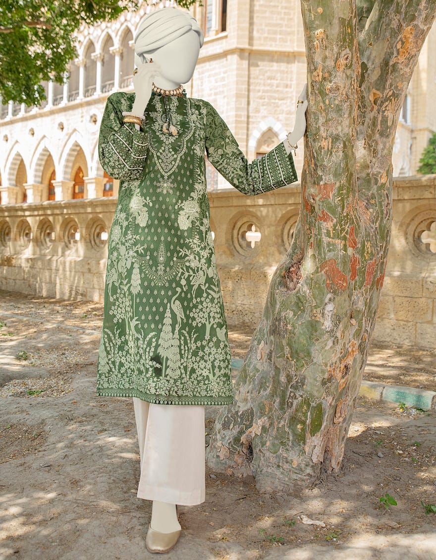 Green Lawn Women's Kurti | Jjlk-S-Jss-24-428