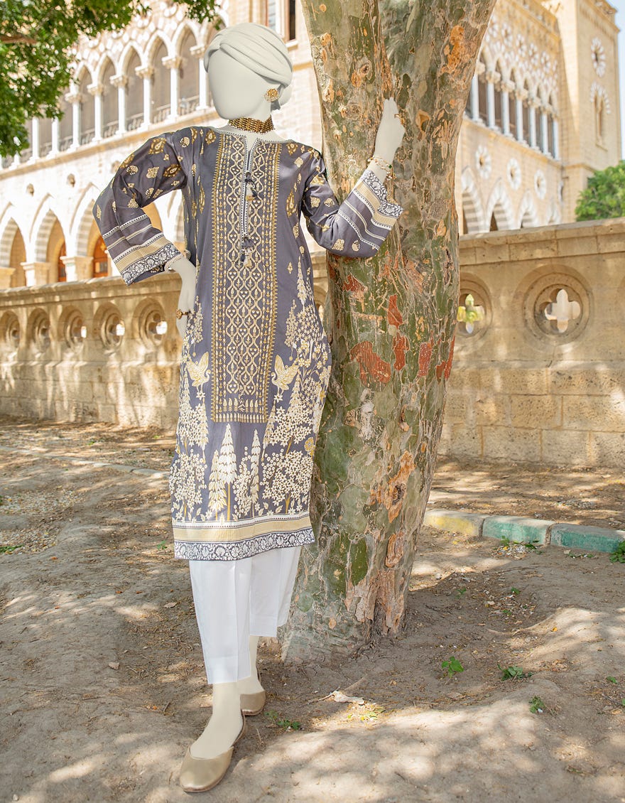 Grey Lawn Women's Kurti | Jjlk-S-Jss-24-430