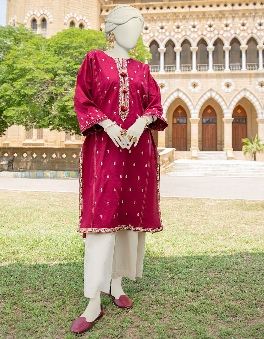 Red Textured Women's Kurti | Jjlk-S-Jss-24-448