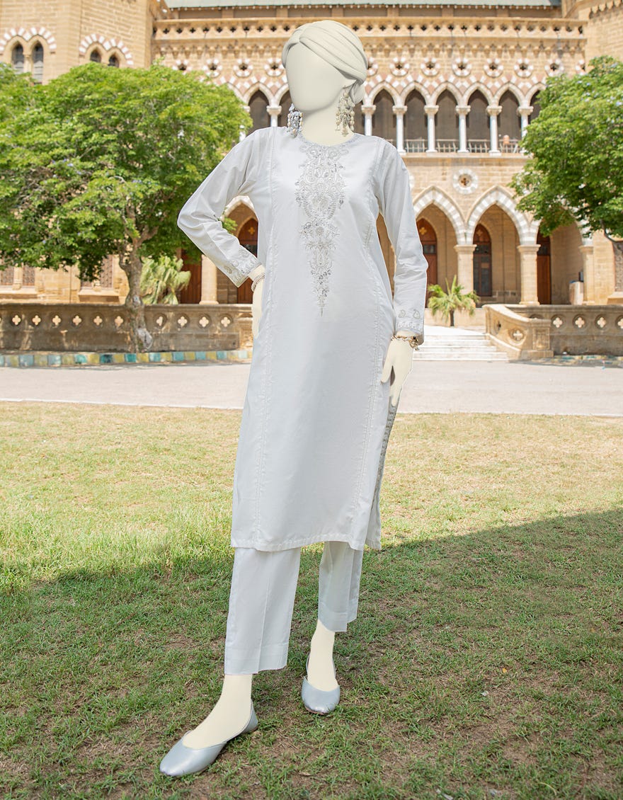 White Textured Women's Kurti | Jjlk-S-Jss-24-449