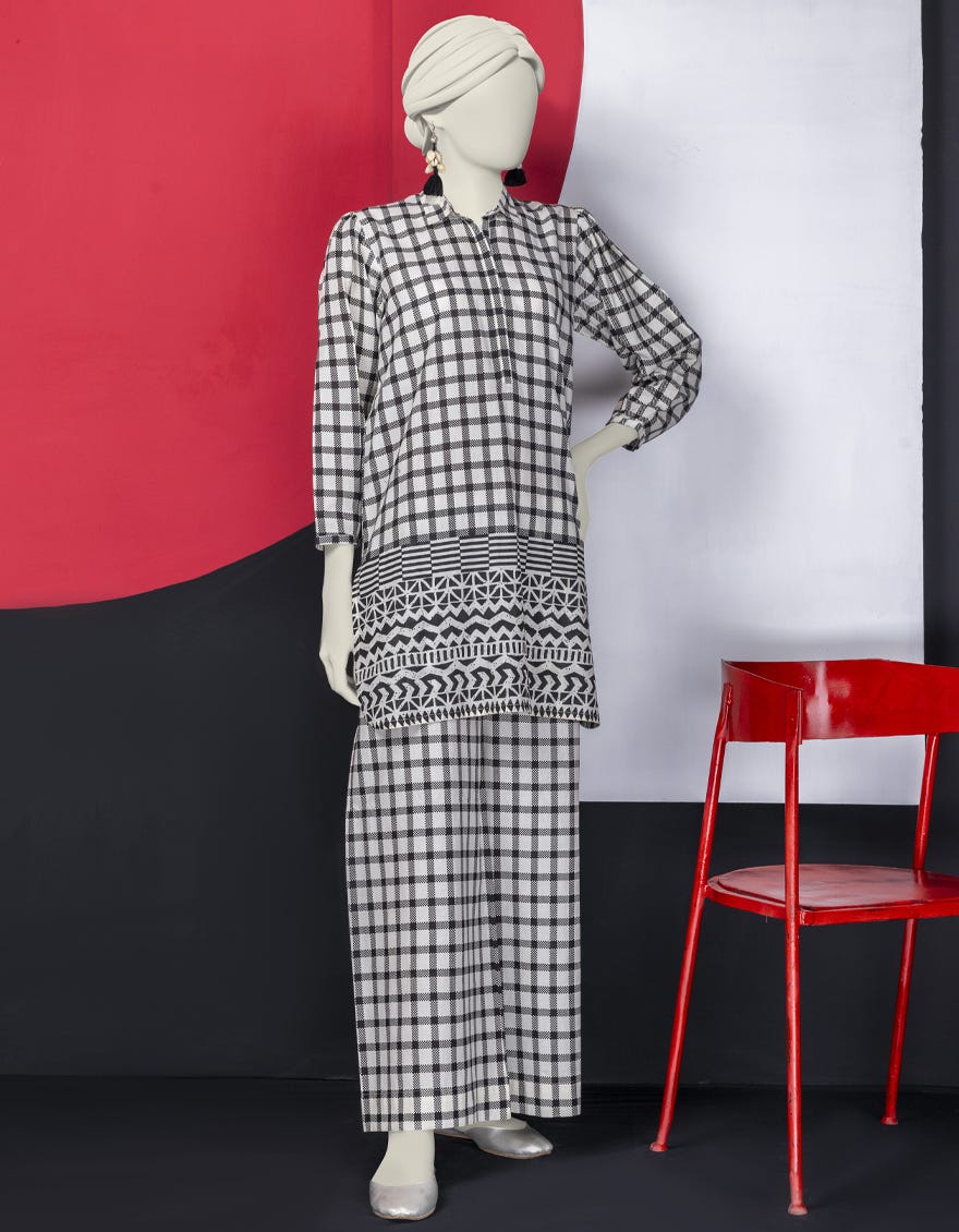 Black & White Lawn Women's Kurti | Jjlk-S-Jss-24-455