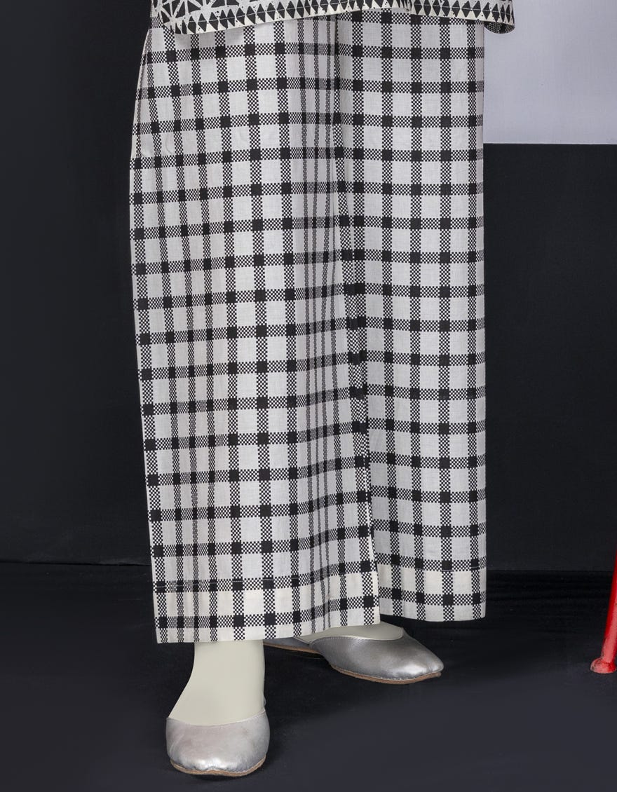 Black & White Lawn Trousers | Jjlt-S-24-455 Fb