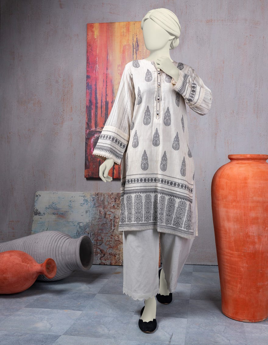 Off White Khaddi Women's Kurti | Jjlk-S-Jss-24-465