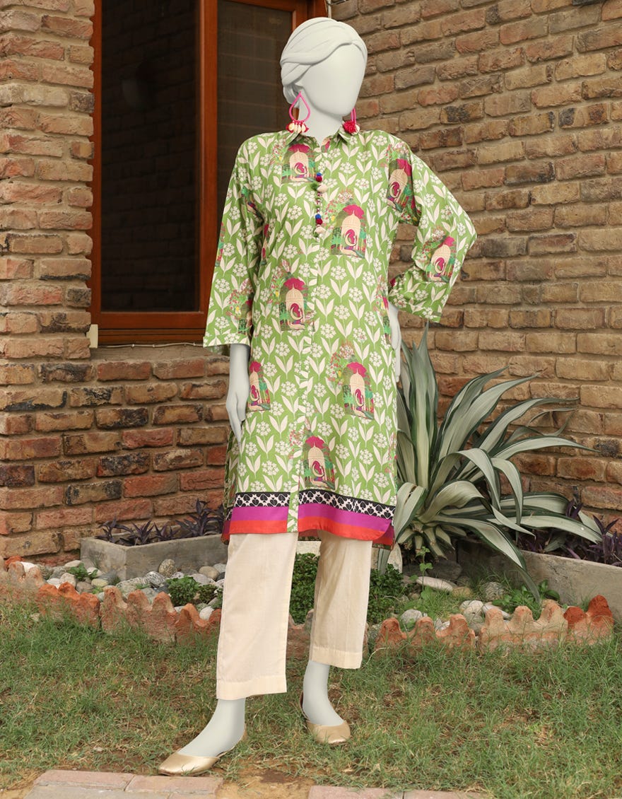 Green Lawn Women's Kurti | Jjlk-S-Jss-24-466