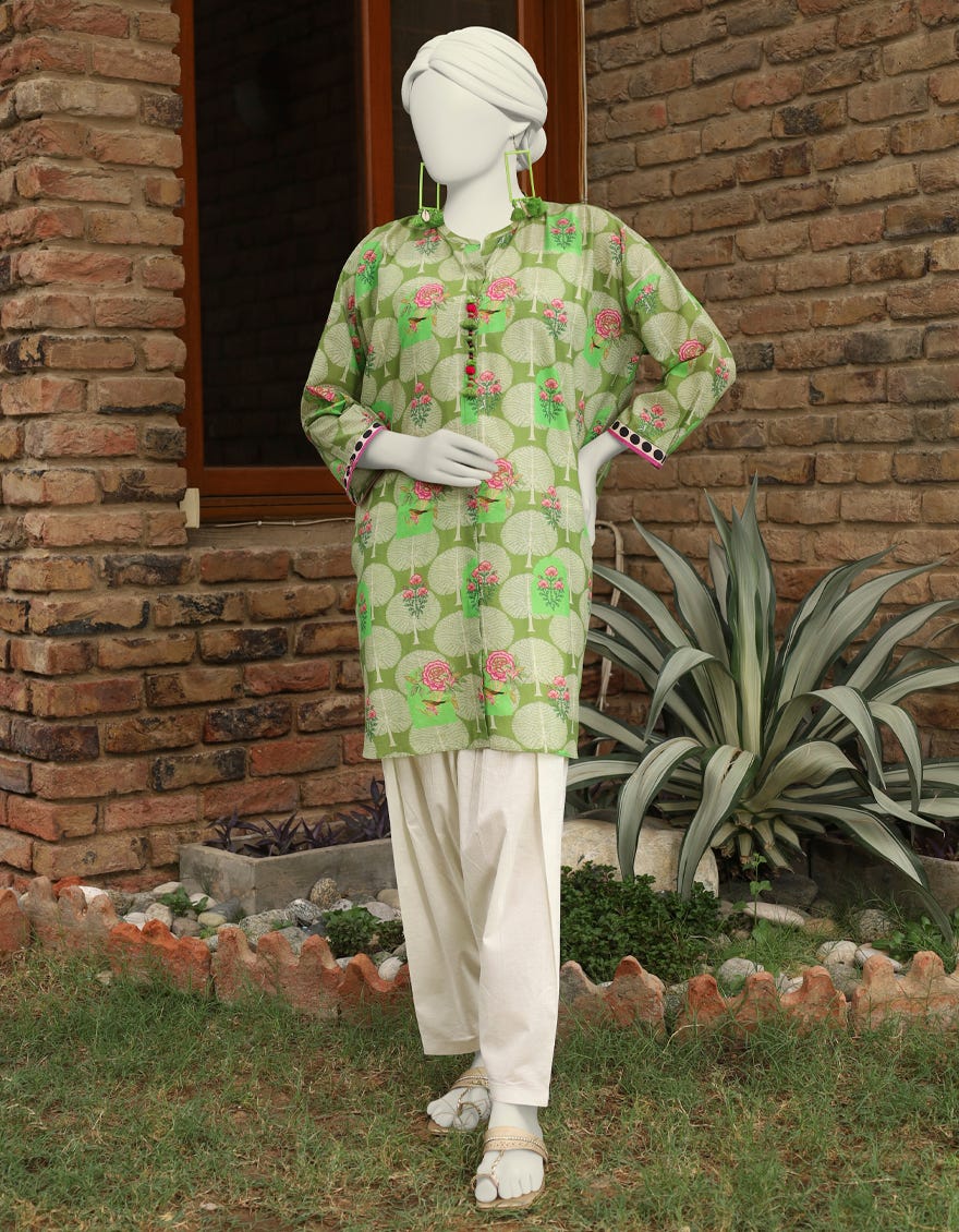 Green Lawn Women's Kurti | Jjlk-S-Jss-24-468