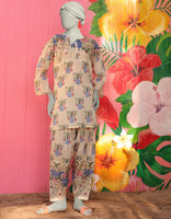 CREAM LAWN PRINTED KURTA