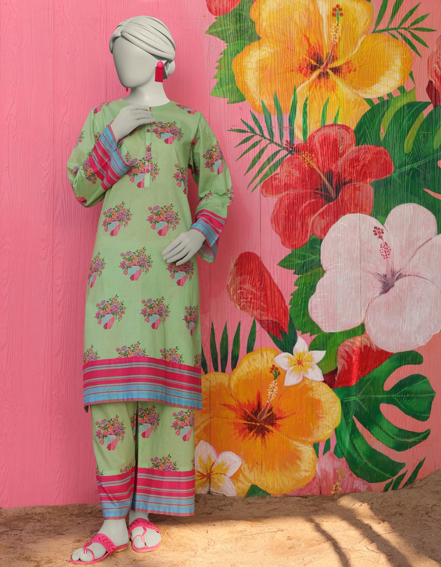 GREEN LAWN PRINTED KURTA