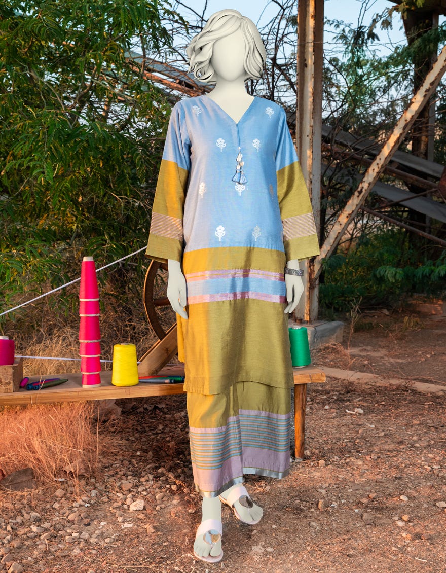 BLUE KHADDI DYED KURTA