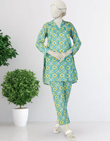 BLUE LAWN PRINTED KURTA