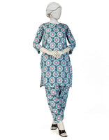 BLUE LAWN PRINTED KURTA