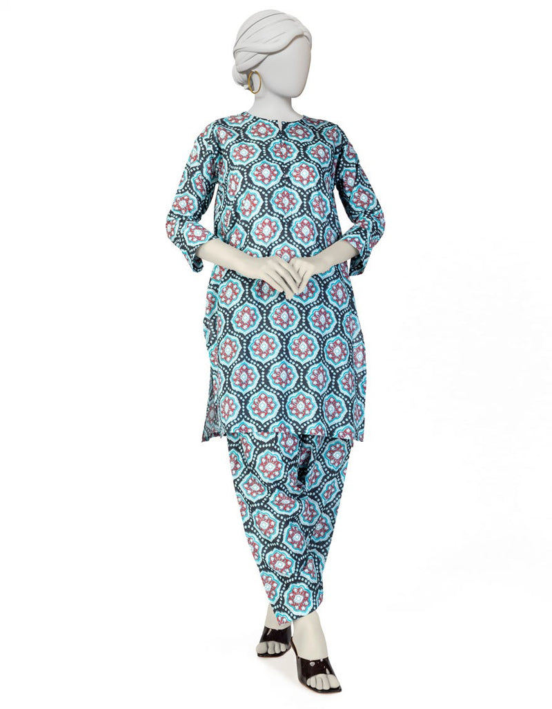 BLUE LAWN PRINTED KURTA
