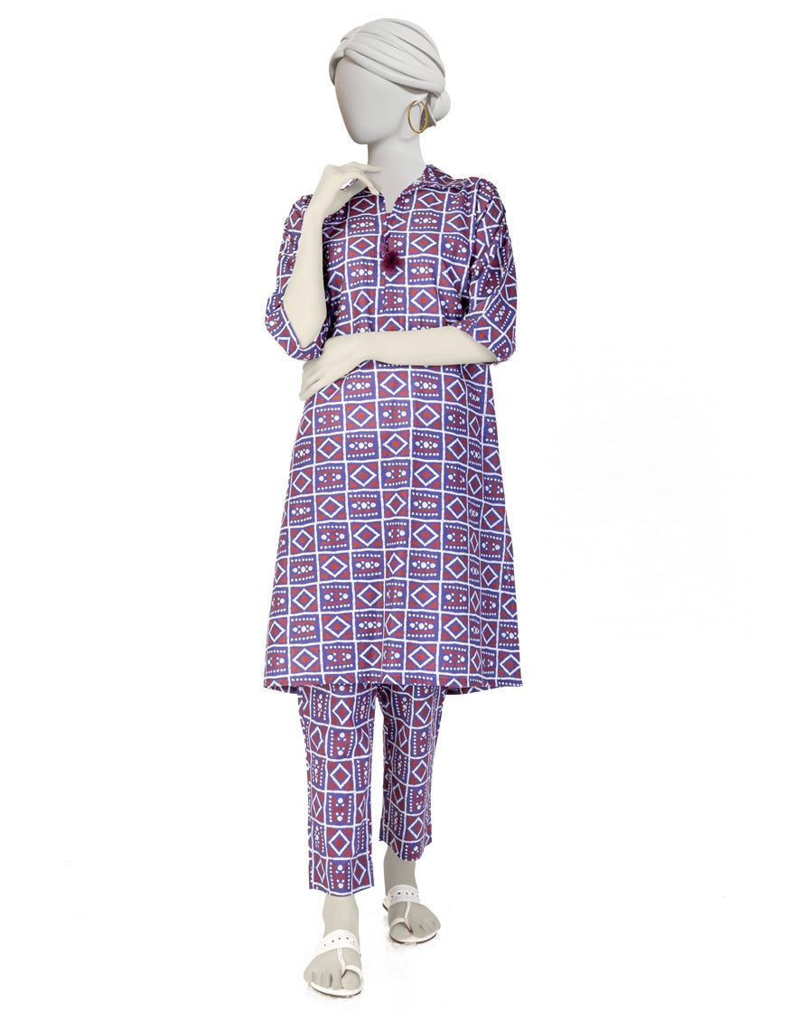 PURPLE LAWN PRINTED KURTA