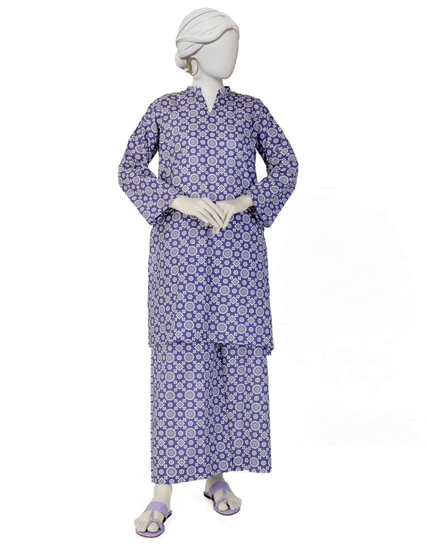 BLUE LAWN PRINTED KURTA