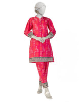PINK PRINTED LAWN KURTA