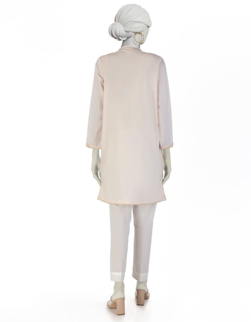 BEIGE LAWN EMBROIDERED KURTA