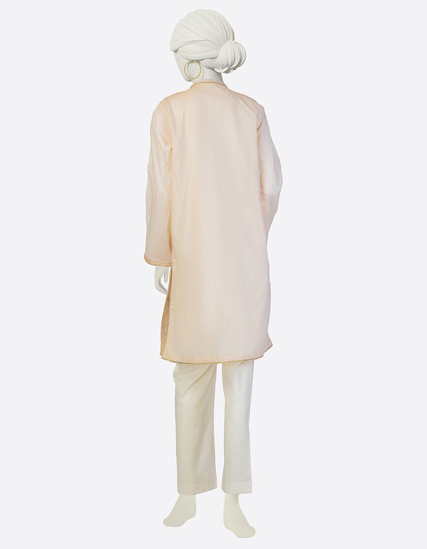 BEIGE LAWN EMBROIDERED KURTA