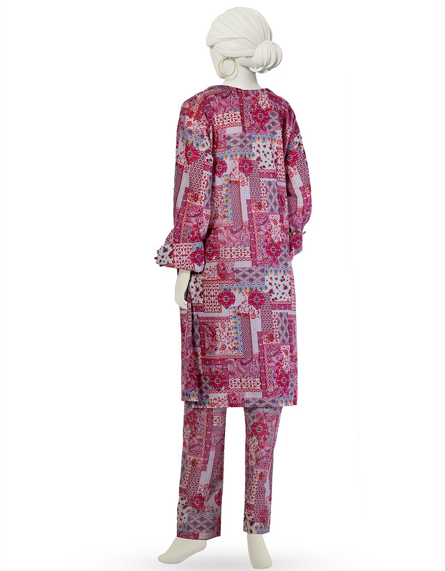 PINK LAWN PRINTED KURTA