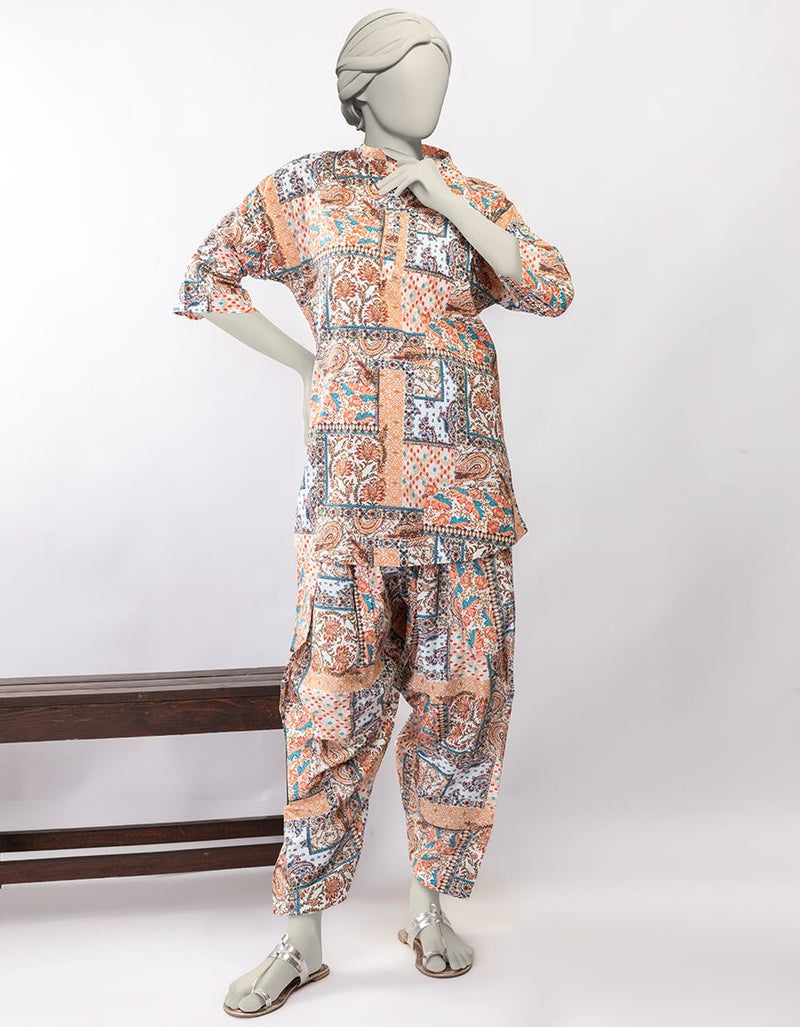 MULTICOLOR LAWN PRINTED KURTA