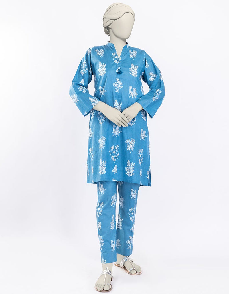 BLUE LAWN PRINTED KURTA