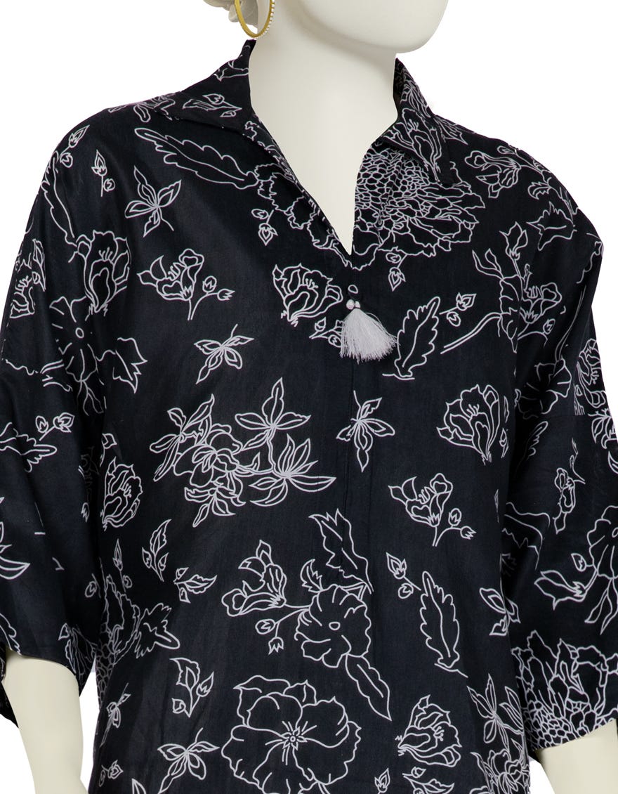 BLACK LAWN PRINTED KURTA
