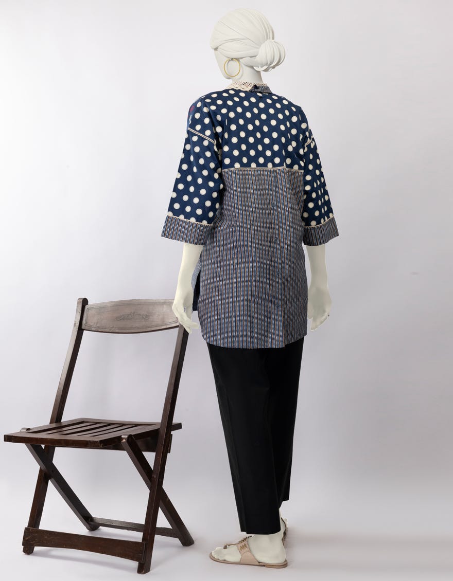 BLUE LAWN DYED KURTA