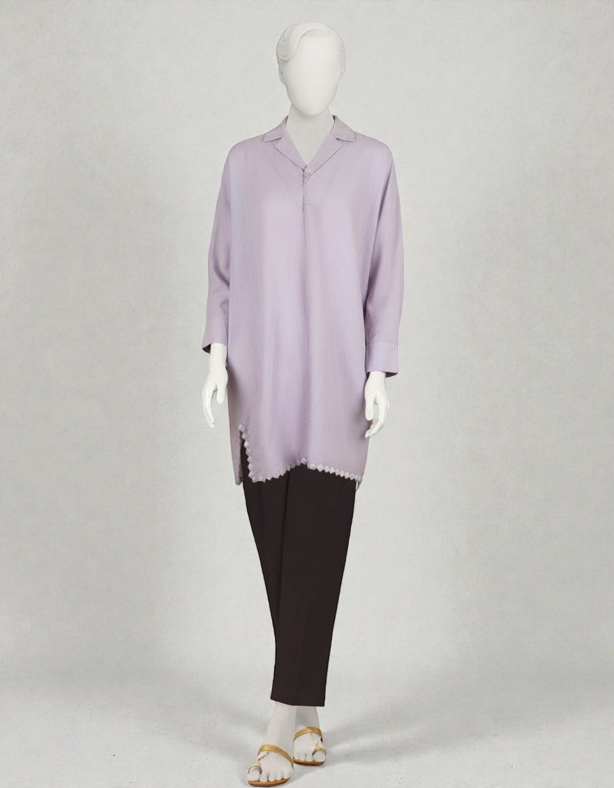LILAC DOBBY EMBROIDERED KURTA