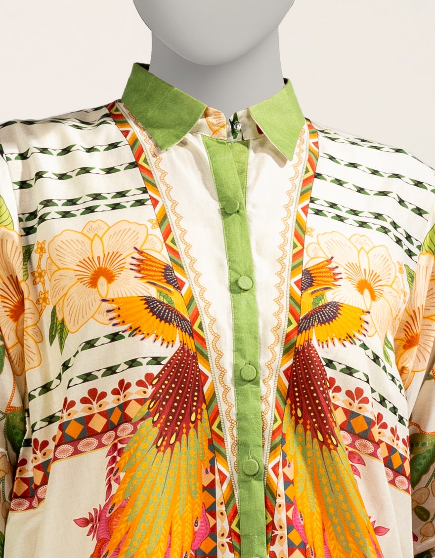 OFF WHITE LAWN DIGITAL PRINTED KURTA