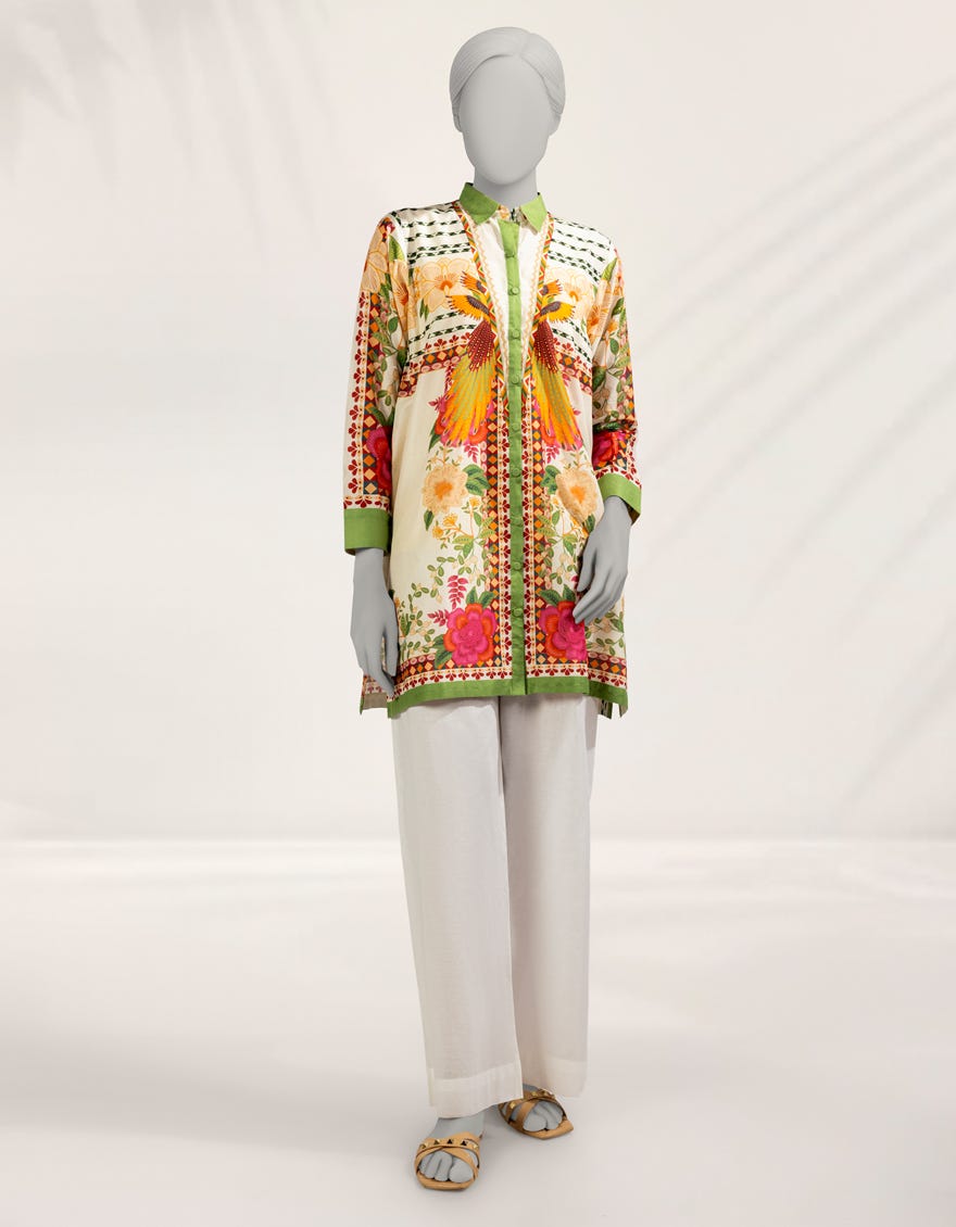 OFF WHITE LAWN DIGITAL PRINTED KURTA