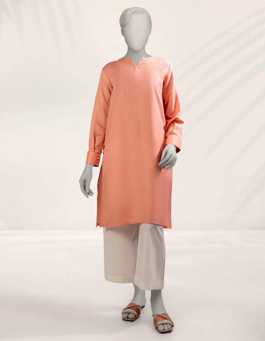 PINK DOBBY EMBROIDERED KURTA