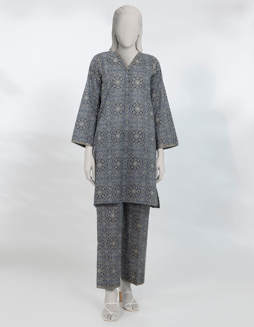 BLACK PRINTED LAWN KURTA