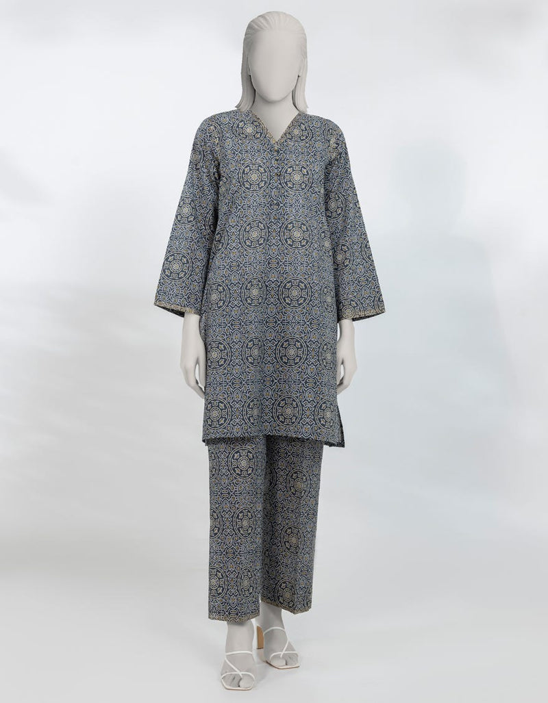 BLACK PRINTED LAWN KURTA