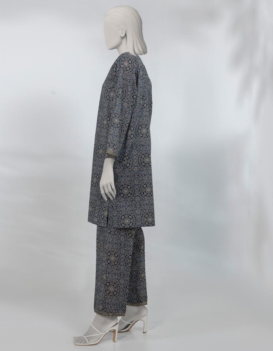 BLACK PRINTED LAWN KURTA