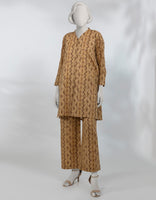 BROWN PRINTED LAWN KURTA
