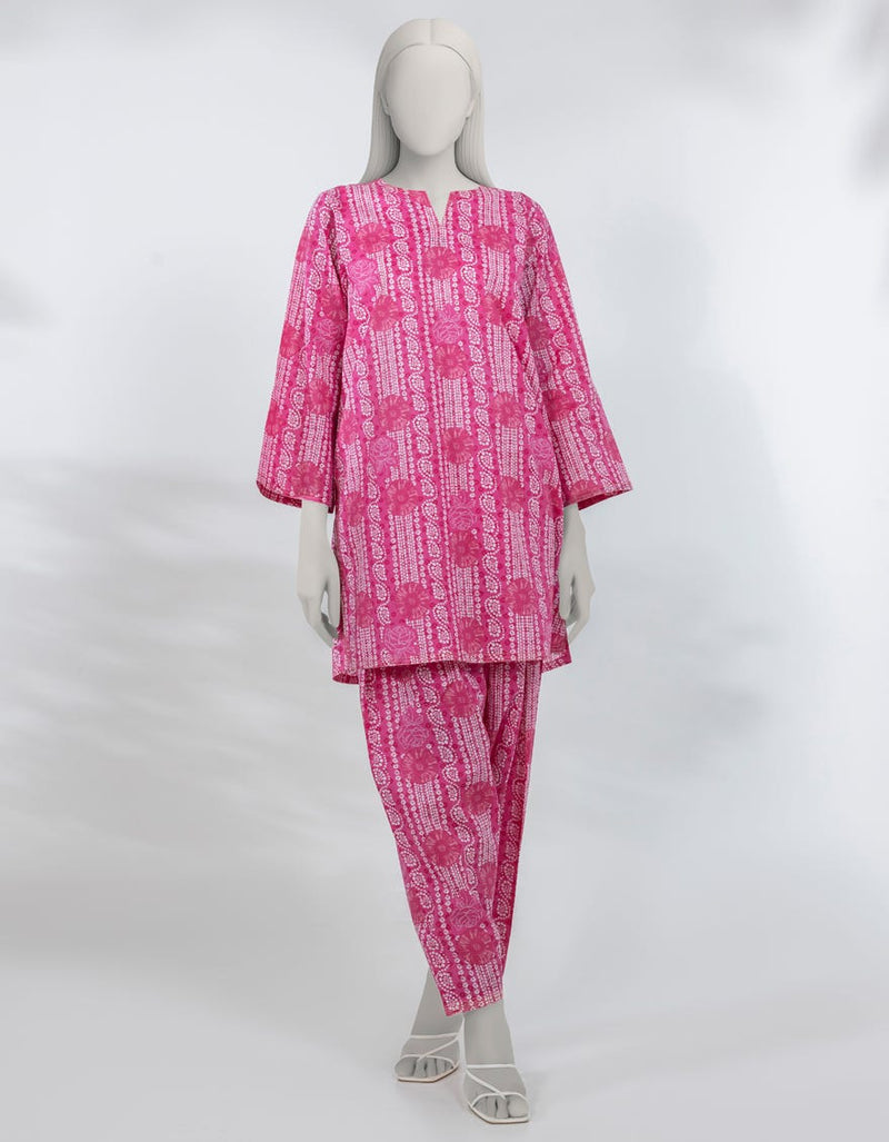 PINK PRINTED LAWN KURTA