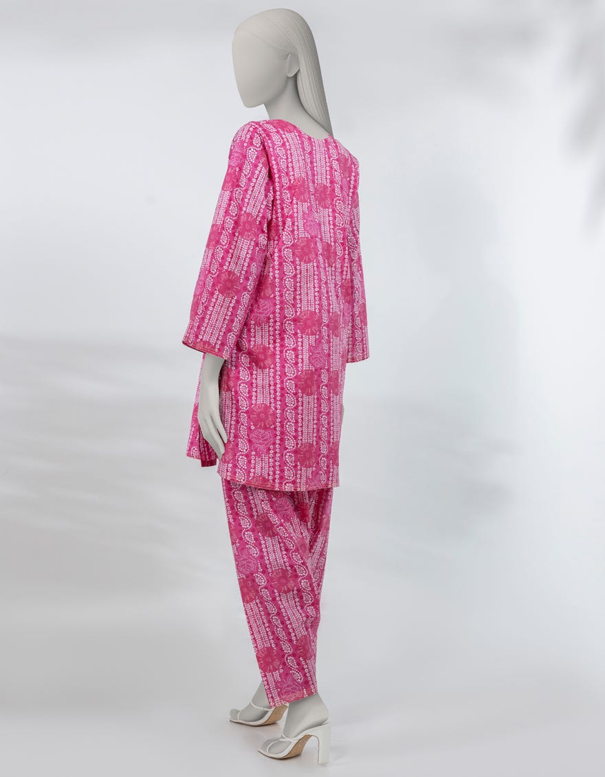 PINK PRINTED LAWN KURTA