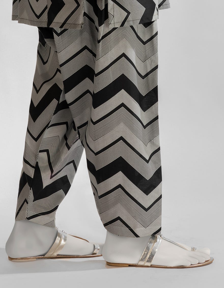 BLACK LAWN PRINTED SHALWAR