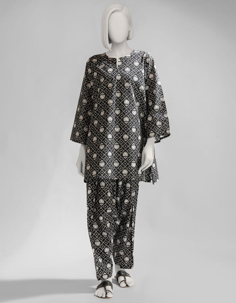 BLACK LAWN PRINTED KURTA