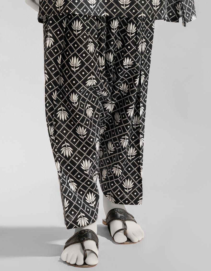 BLACK LAWN PRINTED SHALWAR