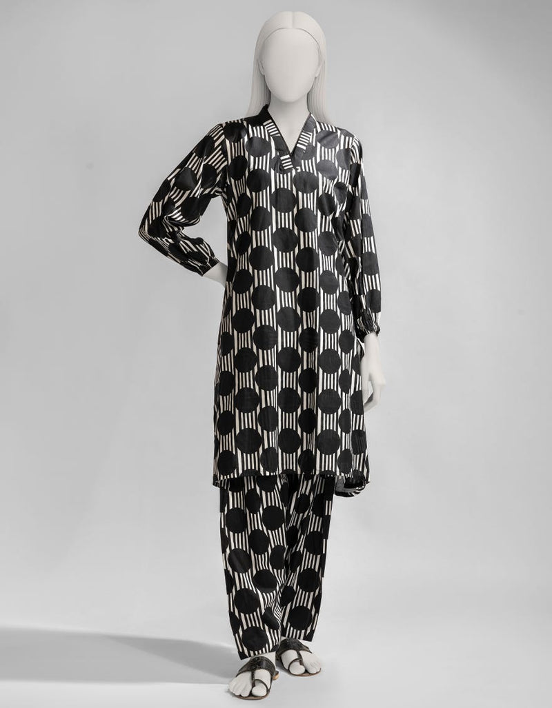 BLACK LAWN PRINTED KURTA