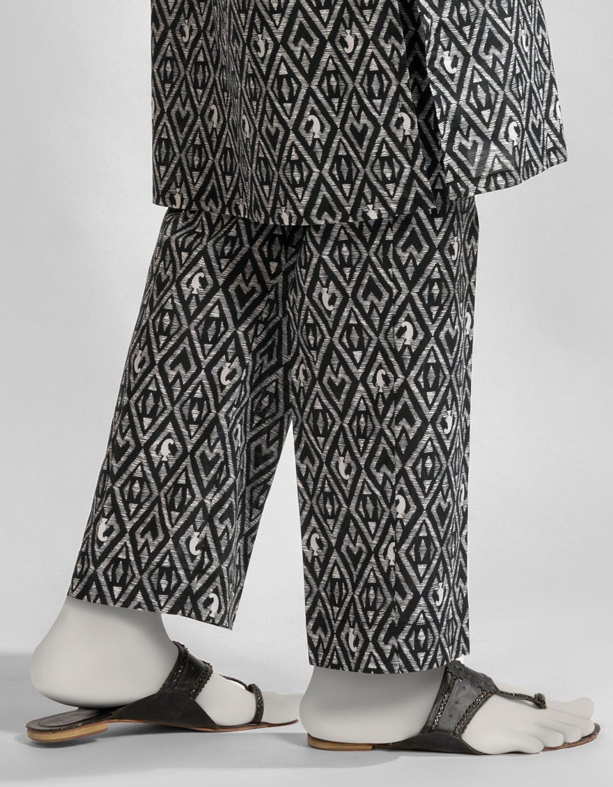 BLACK LAWN PRINTED TROUSERS