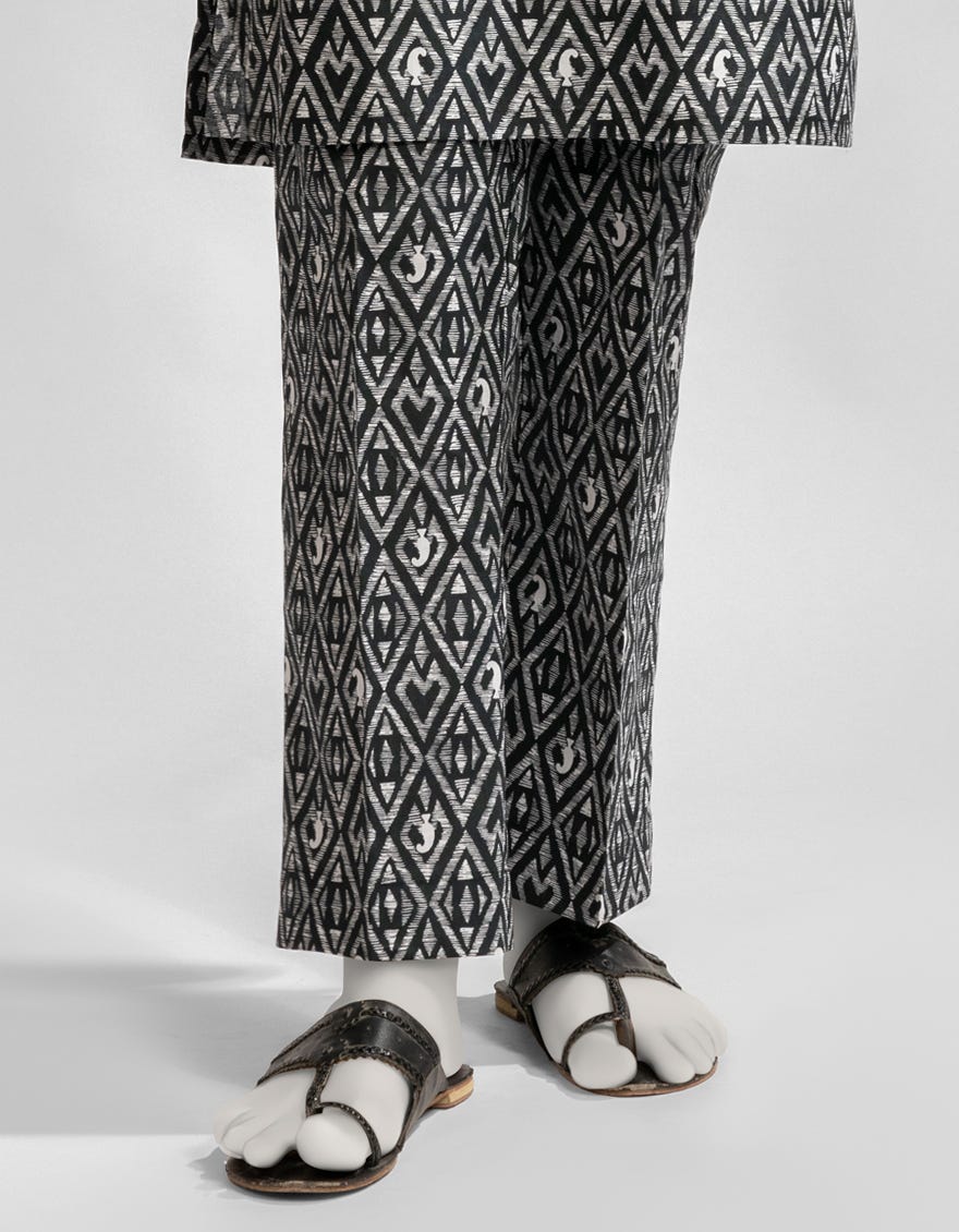 BLACK LAWN PRINTED TROUSERS