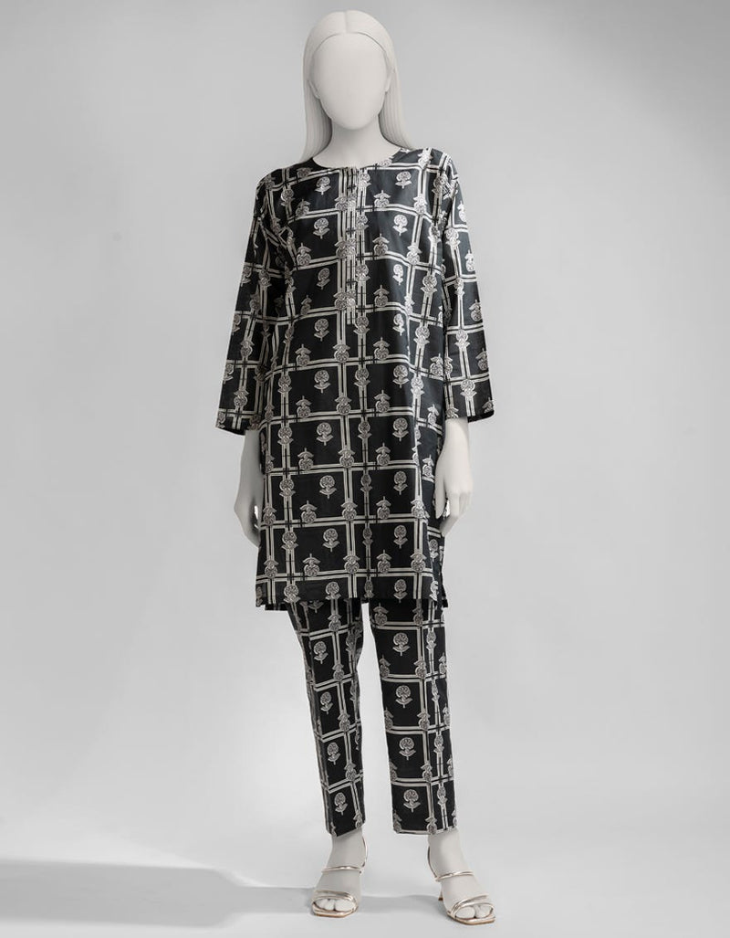 BLACK LAWN PRINTED KURTA