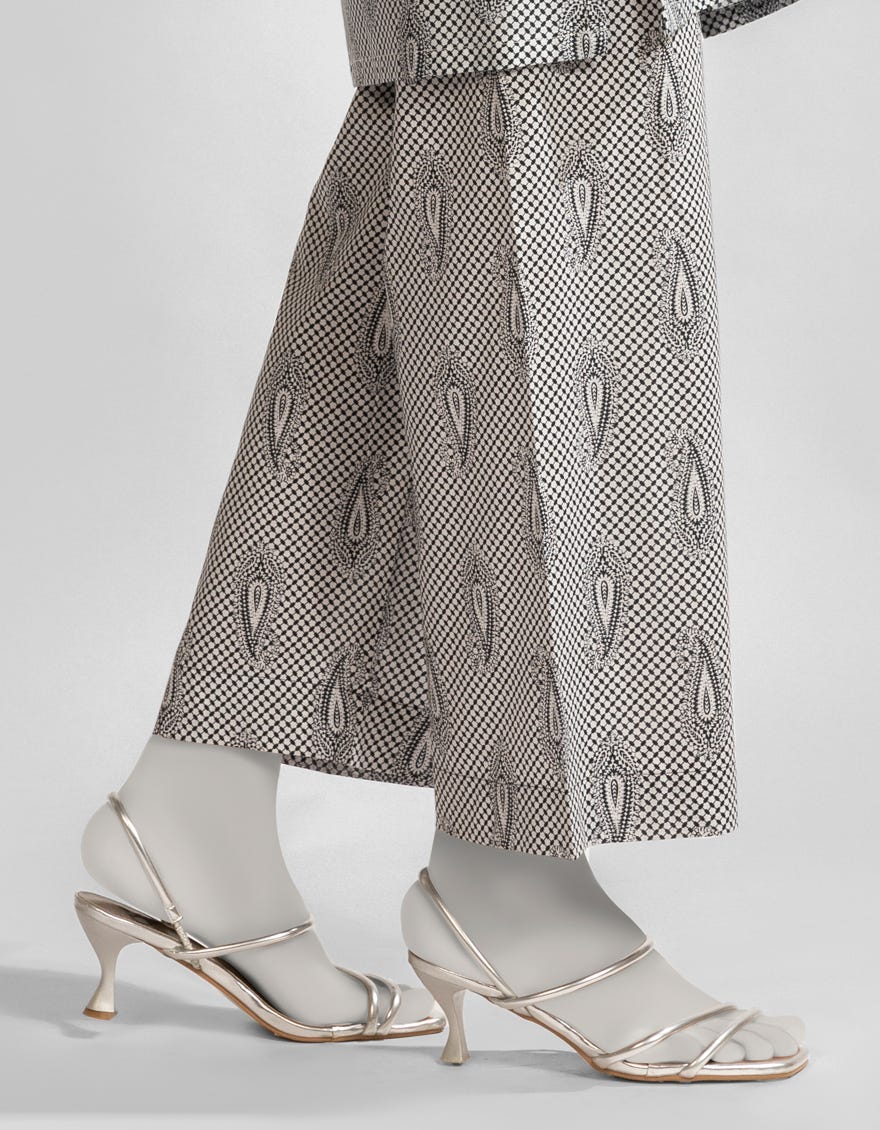 WHITE LAWN PRINTED TROUSERS