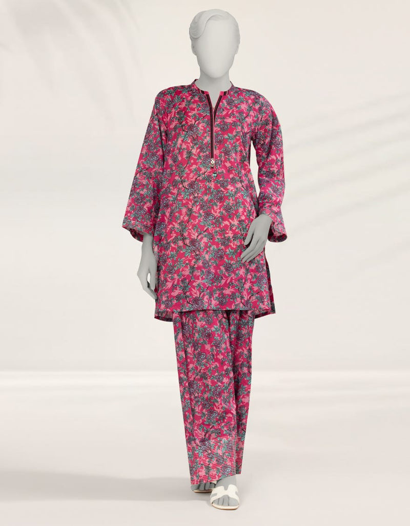 PINK PRINTED LAWN KURTA